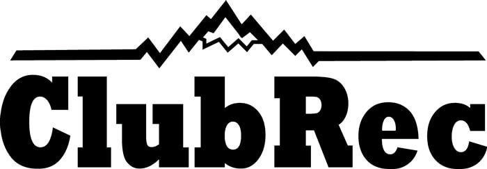 Clubrec logo featuring a mountainous backdrop and evoking the excitement of wake surfing.