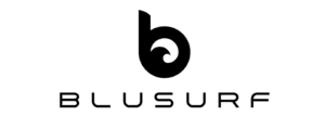 Blusurf logo on a white background, designed for surfers.
