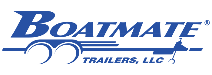 Boatmate trailers, llc logo designed for wake surfing enthusiasts.