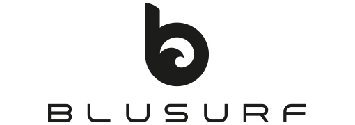 Blusurf logo on a white background, attracting surfers and fans.
