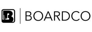 The boardco logo on a white background is sure to catch the attention of surfers and fans alike.