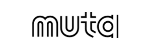 Muta logo featured in a competitive wake surfing event on a white background.