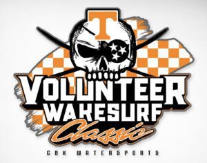 Logo for the Volunteer Wake Surf Classic featuring a skull with crossbones and a checkered orange and white background, with "GBK Watersports" at the bottom.