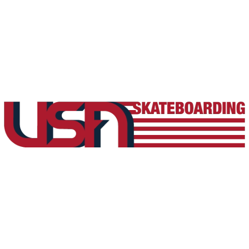 The USA Skateboarding logo on a black background at the Southern Surf Slam event.