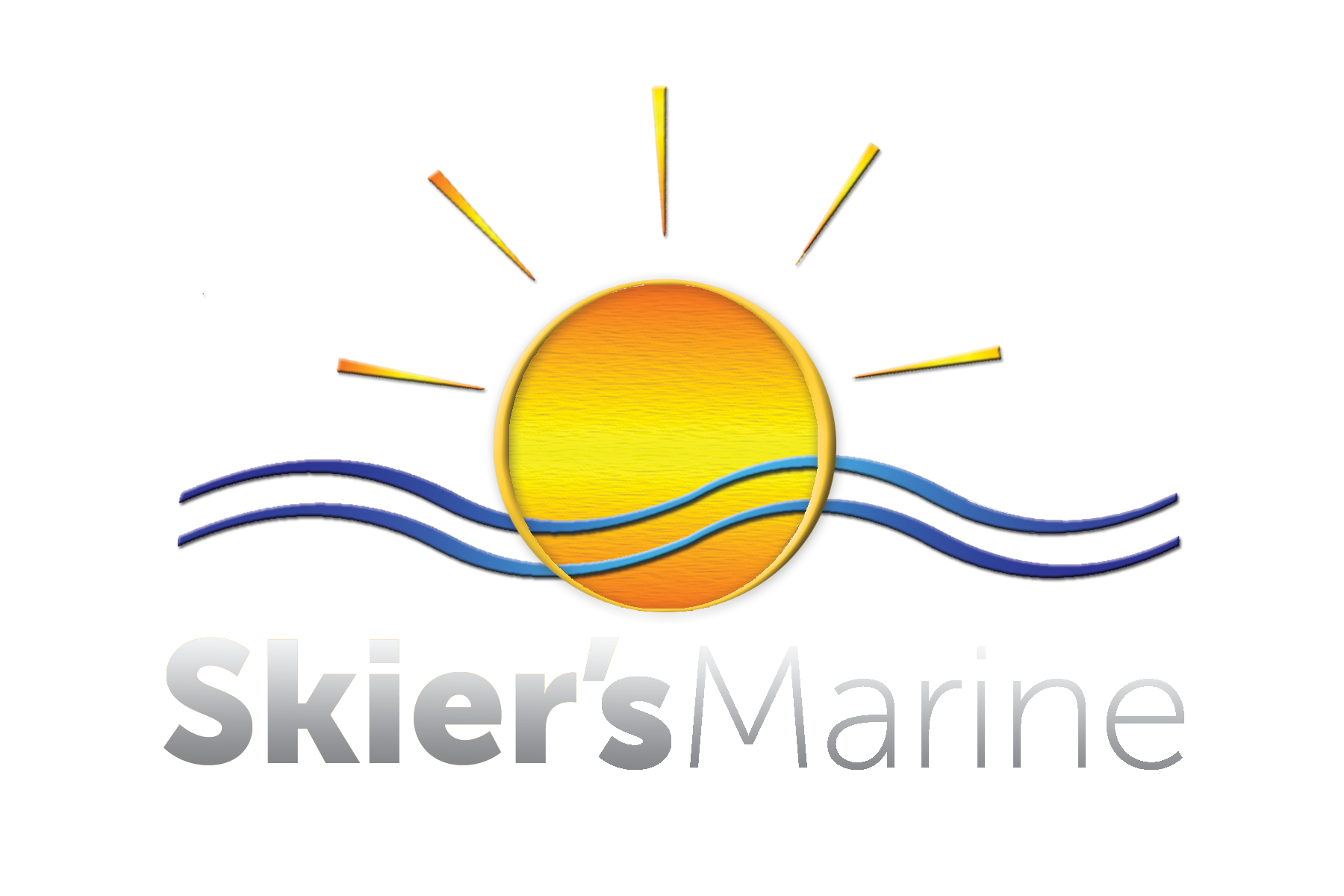 A stylized sun with rays above two blue waves, with partially visible gray text reading “Skier” and the event name “ChattaWake 2025” underneath.